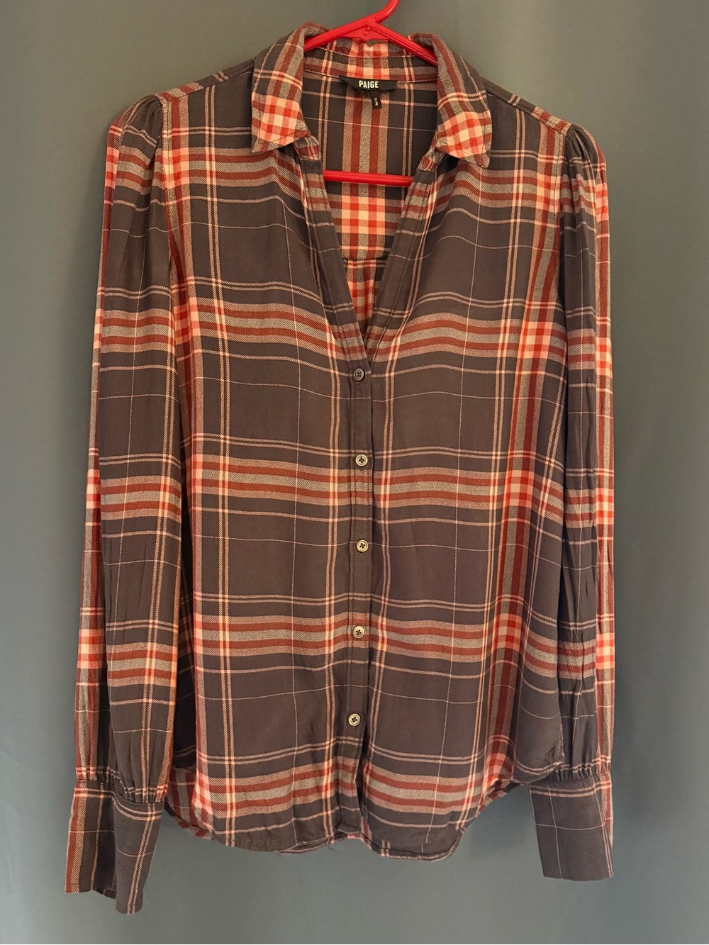 ๐ Paige Davlyn Plaid Button-Up Shirt | Womenโs XS ๐